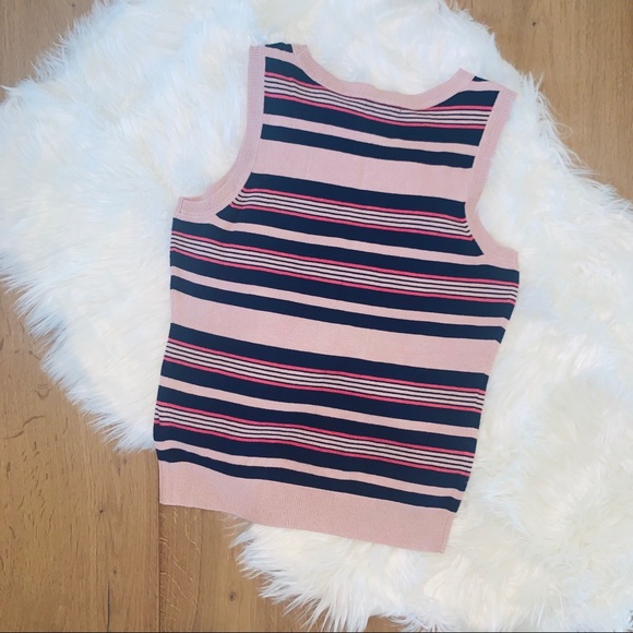 Halogen Stripe Crewneck Knit Tank Top Petite Small - Picture 3 of 6